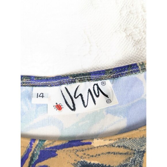 vintage Vera Neumann Blouse top size 14 Ladybug side knot floral leaf print - Picture 3 of 13